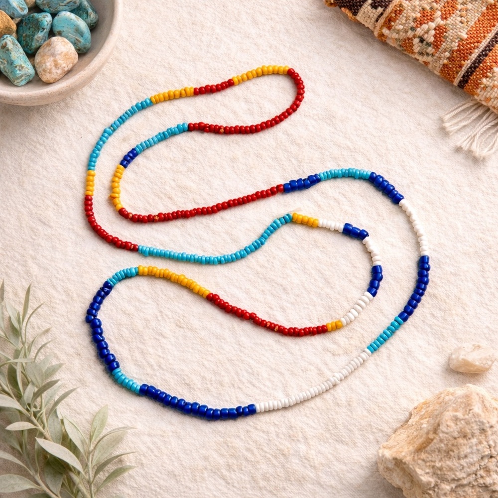Multicolor Boho Southwestern Seed Bead Infinity Necklace